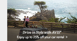 Enjoy up to 25% off your AVIS car rental